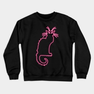 Pink Neon - Chat Noir - Black Cat - Art Nouveau Crewneck Sweatshirt